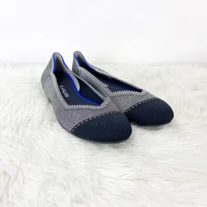 Rothy's 9.5 Womens Black White Textile Houndsooth The Flat Comfort Flats