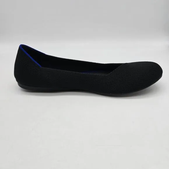 Rothy's Almond Toe Blue Halo Slip on Ballet Flats Comfort Casual Black Size 9