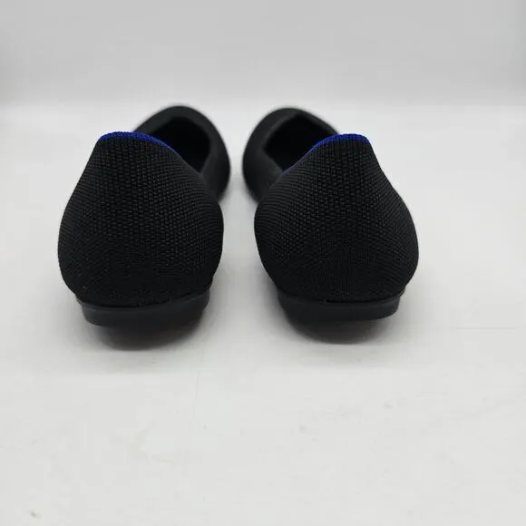 Rothy's Almond Toe Blue Halo Slip on Ballet Flats Comfort Casual Black Size 9
