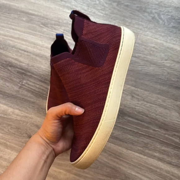 Rothy's Ankle Sneakers with Textured Fabric and Slip-On Design 10W Burgundy