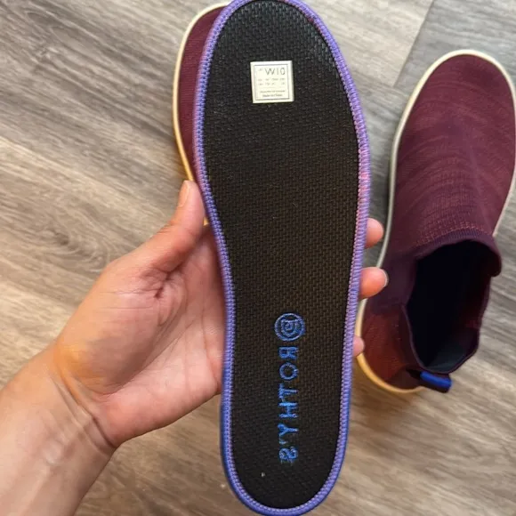 Rothy's Ankle Sneakers with Textured Fabric and Slip-On Design 10W Burgundy