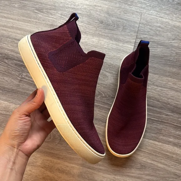 Rothy's Ankle Sneakers with Textured Fabric and Slip-On Design 10W Burgundy