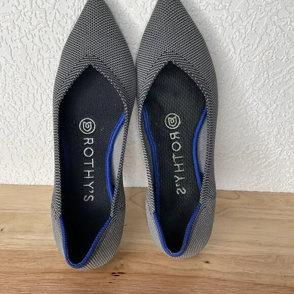 Rothy's Birdseye Washable Pointe Toe Comfort Knit Slip on Flats Women Size 5.5