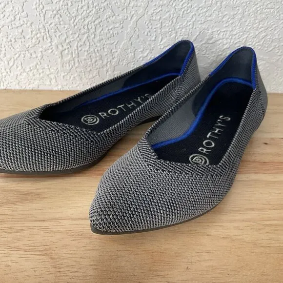 Rothy's Birdseye Washable Pointe Toe Comfort Knit Slip on Flats Women Size 5.5