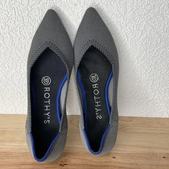 Rothy's Birdseye Washable Pointe Toe Comfort Knit Slip on Flats Women Size 5.5