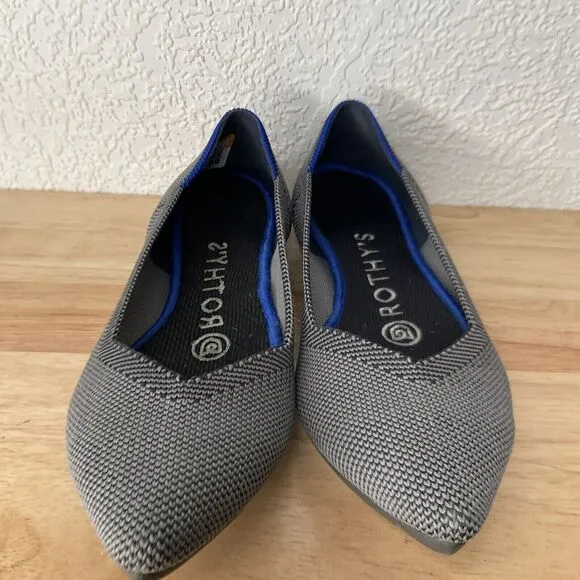 Rothy's Birdseye Washable Pointe Toe Comfort Knit Slip on Flats Women Size 5.5