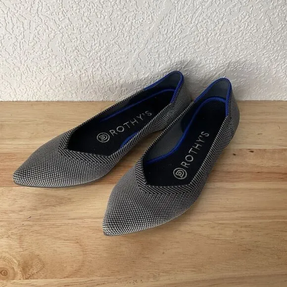 Rothy's Birdseye Washable Pointe Toe Comfort Knit Slip on Flats Women Size 5.5