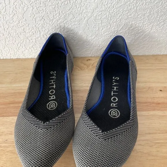 Rothy's Birdseye Washable Pointe Toe Comfort Knit Slip on Flats Women Size 5.5
