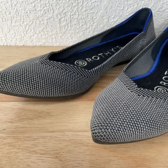 Rothy's Birdseye Washable Pointe Toe Comfort Knit Slip on Flats Women Size 5.5