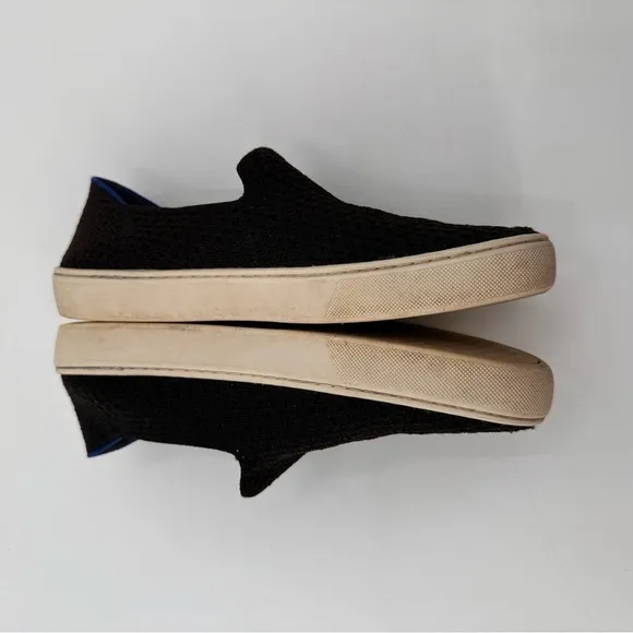 Rothy’s Black Honeycomb Slip On Sneakers Size 9 FLAWS