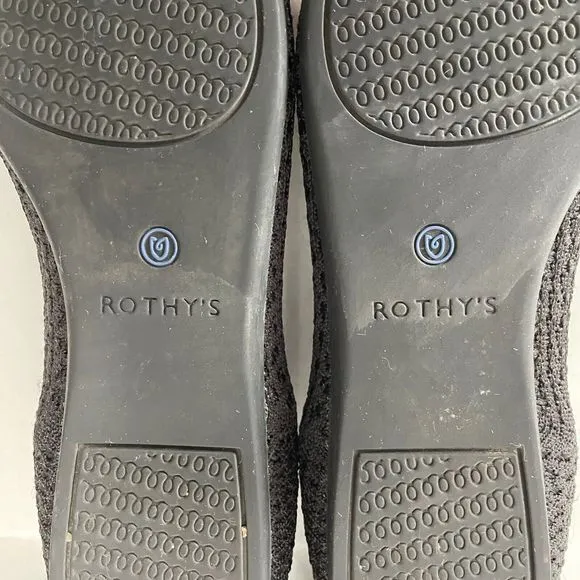 Rothy’s Black Knit Honeycomb The Point Ballet Flats Comfort Shoes Size 8.5 black