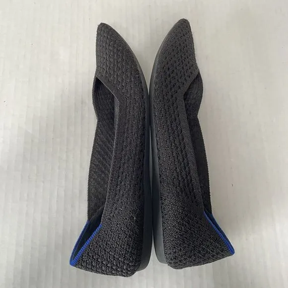 Rothy’s Black Knit Honeycomb The Point Ballet Flats Comfort Shoes Size 8.5 black