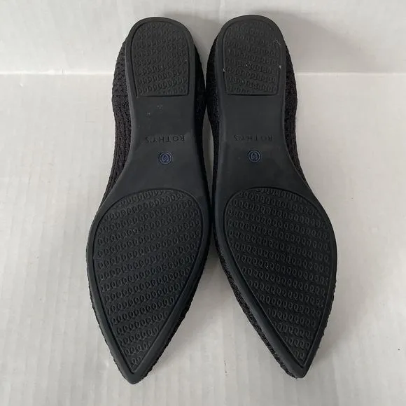 Rothy’s Black Knit Honeycomb The Point Ballet Flats Comfort Shoes Size 8.5 black