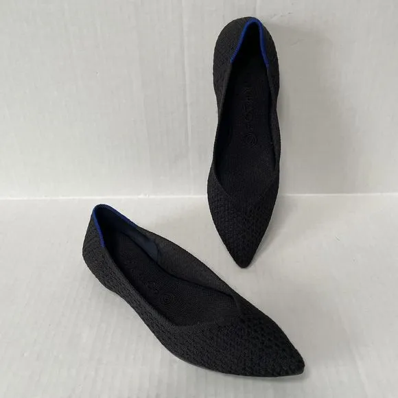 Rothy’s Black Knit Honeycomb The Point Ballet Flats Comfort Shoes Size 8.5 black