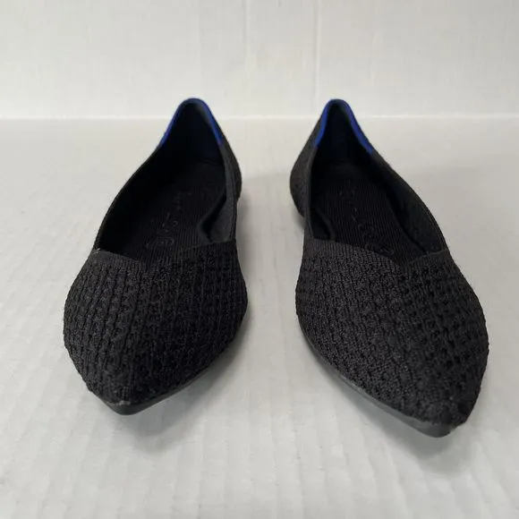 Rothy’s Black Knit Honeycomb The Point Ballet Flats Comfort Shoes Size 8.5 black