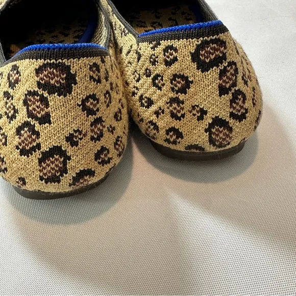 Rothy's Brown and Blue Leopard Print almond loafer