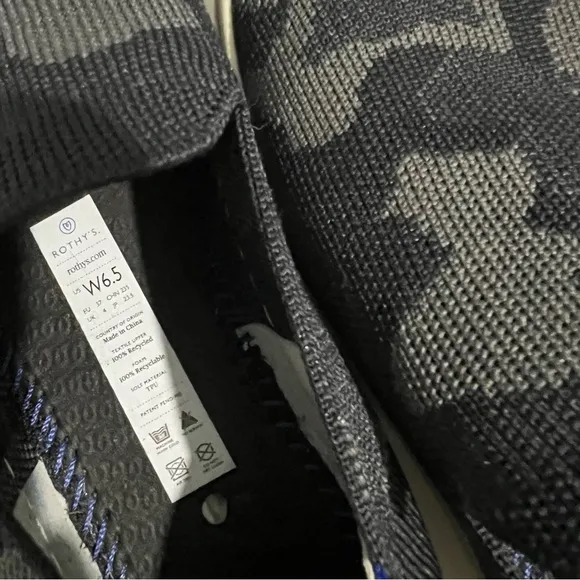 Rothys CAMO gray slip on sneakers size 6.5