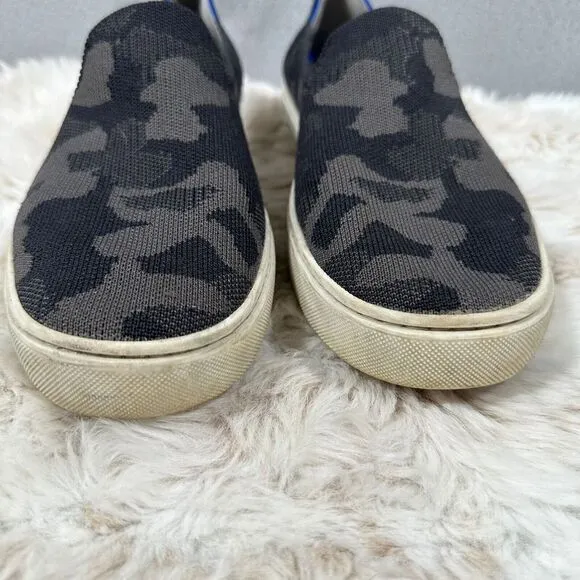 Rothys Camo Original Slip On Sneakers Grey All Over Print Size 10