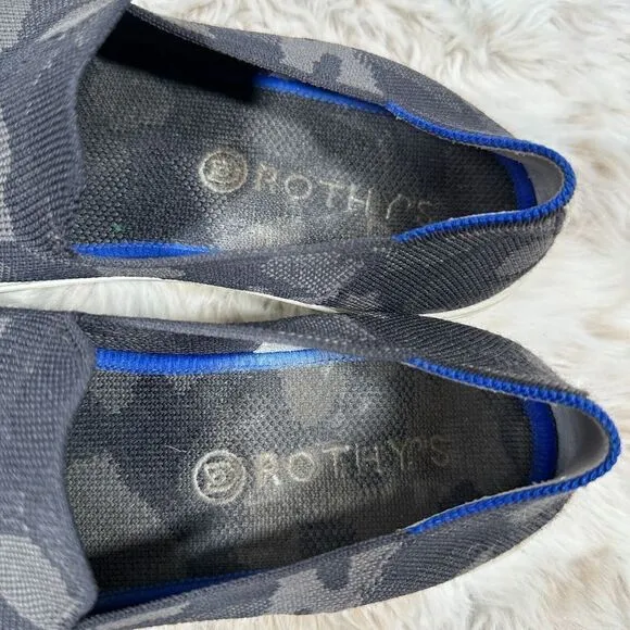 Rothys Camo Original Slip On Sneakers Grey All Over Print Size 10