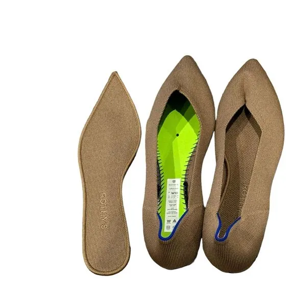 ROTHY'S Comfy Pointed-Toe Knit Upper Slip-on Flats In Portobello Size 10 NWOB