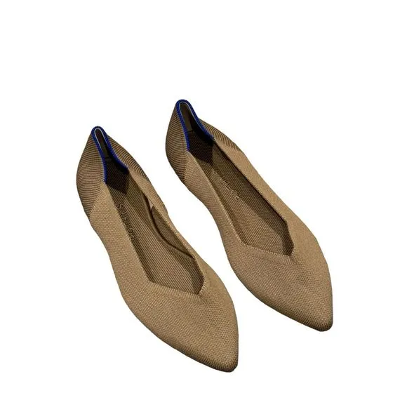 ROTHY'S Comfy Pointed-Toe Knit Upper Slip-on Flats In Portobello Size 10 NWOB
