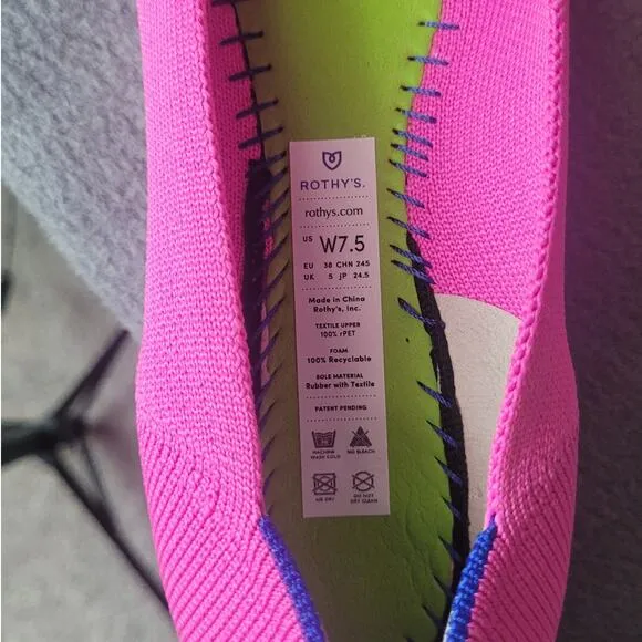 Rothy’s Dragon Fruit Hot Pink The Point - Pointed Toe Flats Size 7.5