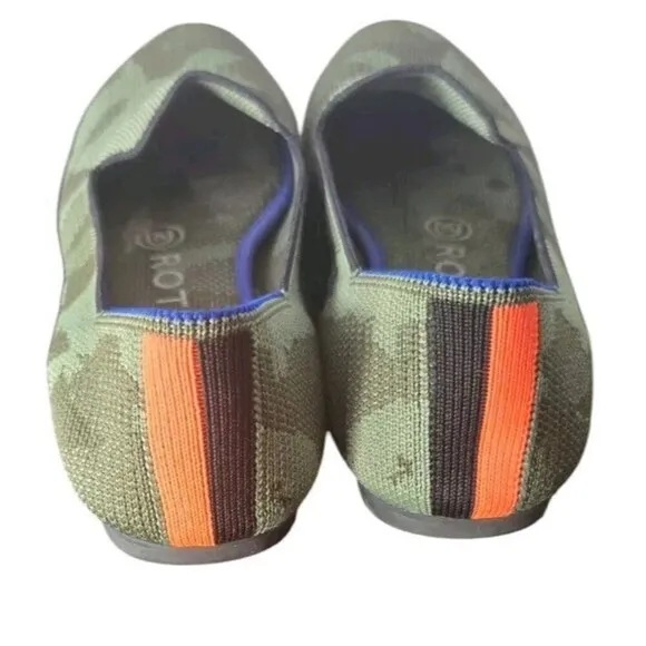 Rothy's Flats Women's 6.5 Olive Green Camo Knit  Comfortable