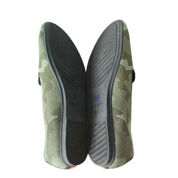 Rothy's Flats Women's 6.5 Olive Green Camo Knit  Comfortable