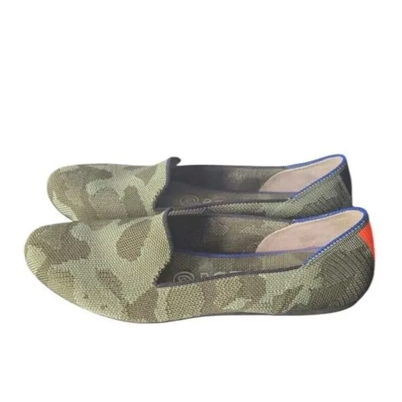 Rothy's Flats Women's 6.5 Olive Green Camo Knit  Comfortable