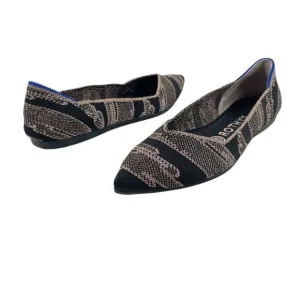 Rothy's Golden Shimmer Points Flats Black Gold Womens Size 6.5 Metallic Classic