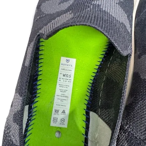 ROTHY'S Gray Camouflage Slip On Sneakers &quot;The Sneaker&quot; Women’s Size 10.5