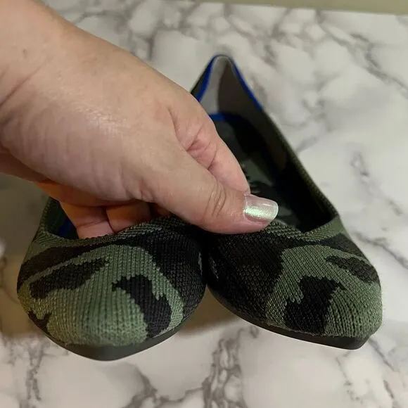 Rothy's Green Came Slip on Pointed Flats Size W7