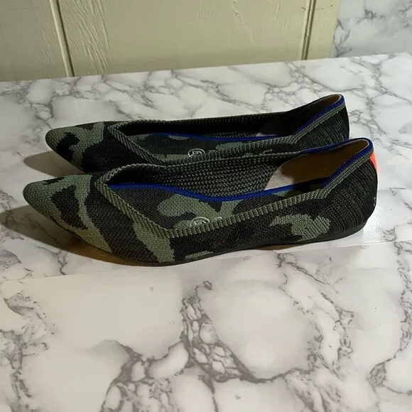 Rothy's Green Came Slip on Pointed Flats Size W7