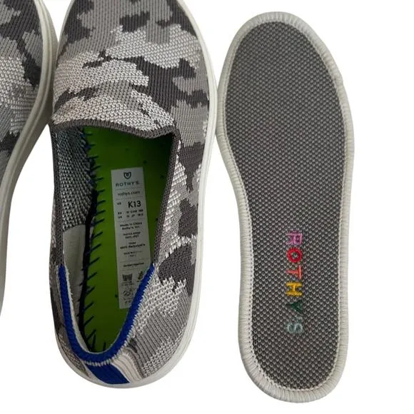 Rothy's Grey Camo Slip On Sneakers Size Kids 13