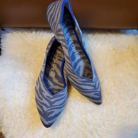 Rothy's Grey Zebra Pointed Flats