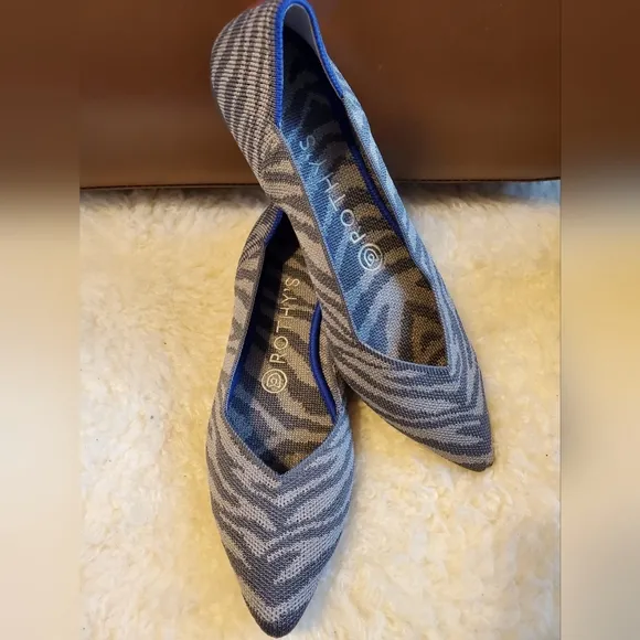 Rothy's Grey Zebra Pointed Flats