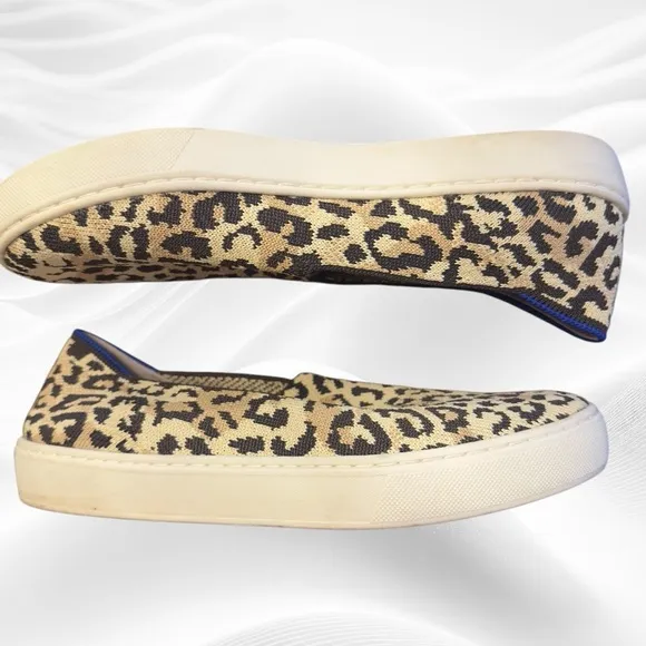 Rothys Leopard Print 'Camo Cat'‎ Slip On Sneakers Animal Print Sz 7