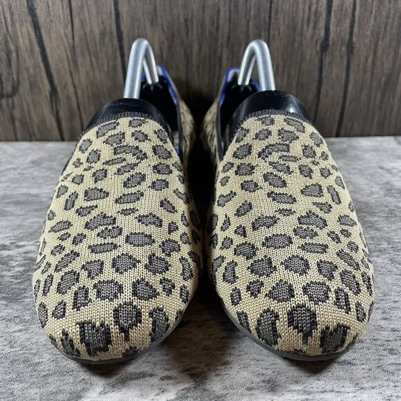 Rothy's Leopard Print Flats Round Toe Loafers Women’s 8 Casual Slip On Shoes