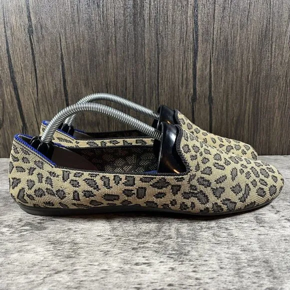 Rothy's Leopard Print Flats Round Toe Loafers Women’s 8 Casual Slip On Shoes