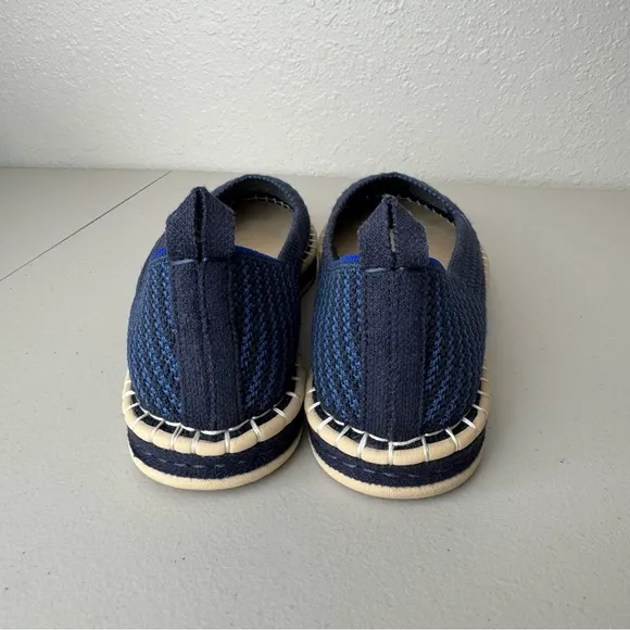 Rothy's navy blue stripe the espadrille flat slip on shoes 9.5