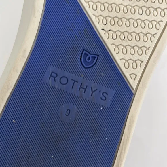 Rothy’s Navy Blue White Striped Slip-On Comfort Sneakers Nautical Women’s Size 9