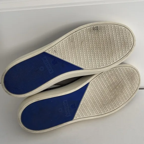 Rothy’s Navy Blue White Striped Slip-On Comfort Sneakers Nautical Women’s Size 9