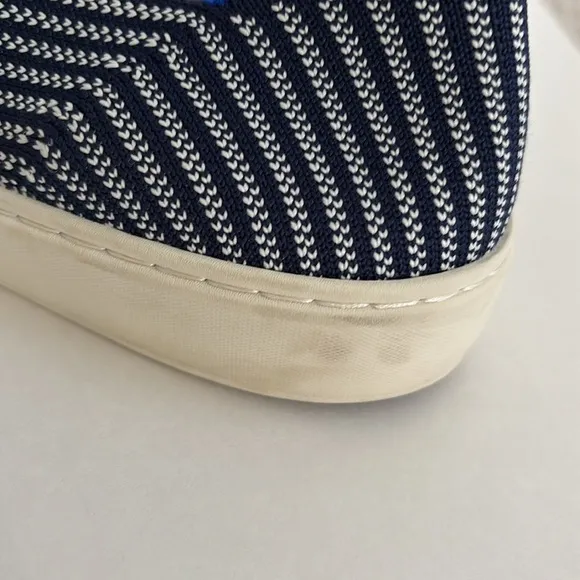 Rothy’s Navy Blue White Striped Slip-On Comfort Sneakers Nautical Women’s Size 9