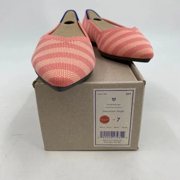 Rothy's Pink Striped Pointed Toe Knit Flats | New With Tags