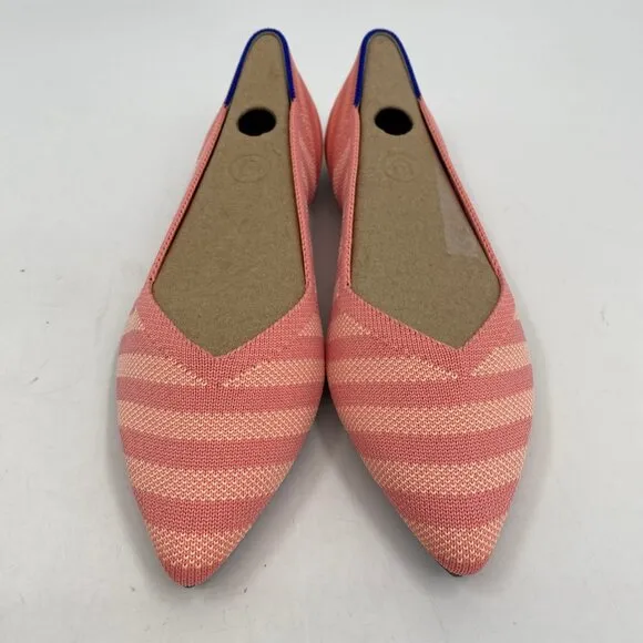 Rothy's Pink Striped Pointed Toe Knit Flats | New With Tags