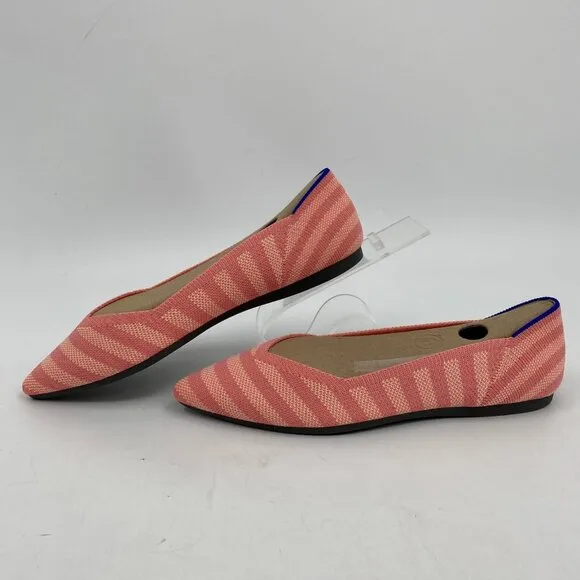 Rothy's Pink Striped Pointed Toe Knit Flats | New With Tags