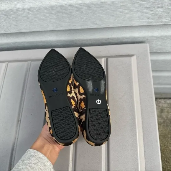 Rothy’s Pointed Toe Flats Big Cat Print Rare Color Casual Comfort Size 5.5 Women