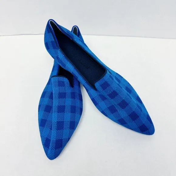 Rothy’s - RARE Lazuli Gingham Pointed Toe Flats