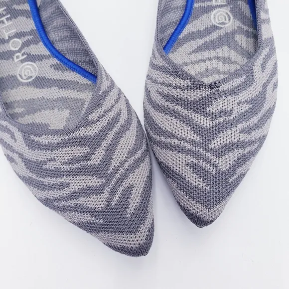 ROTHY'S Retired The Point Flats Ballet Shoe Gray Zebra Women's Size 9.5