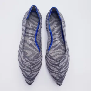 ROTHY'S Retired The Point Flats Ballet Shoe Gray Zebra Women's Size 9.5